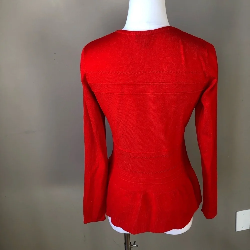 Jason Wu vintage Red knit cardigan peplum Sweater XS - Picture 7 of 11
